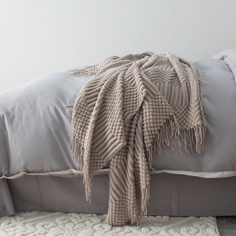LNS CozyWeave beige blanket side angle soft texture